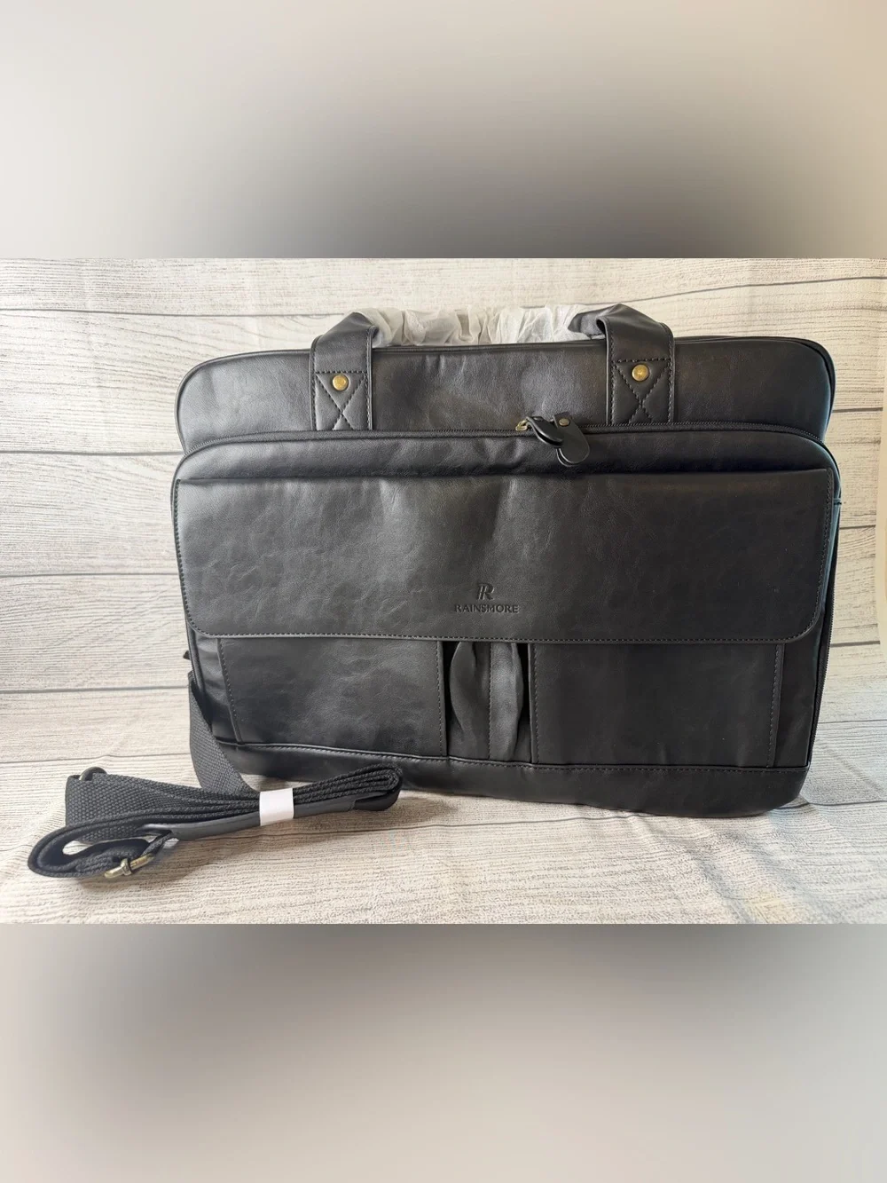 Mens Laptop Bag PU Leather Messenger Bag 15.6 Inch Briefcase